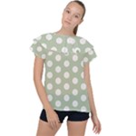 Polk Dots Seamless Pattern Ruffle Collar Chiffon Blouse