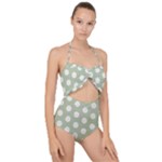 Polk Dots Seamless Pattern Scallop Top Cut Out Swimsuit