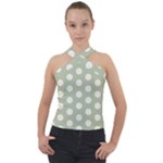 Polk Dots Seamless Pattern Cross Neck Velour Top