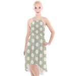 Polk Dots Seamless Pattern High-Low Halter Chiffon Dress 