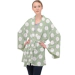 Polk Dots Seamless Pattern Long Sleeve Velvet Kimono 