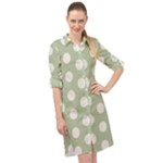 Polk Dots Seamless Pattern Long Sleeve Mini Shirt Dress