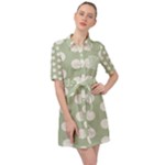 Polk Dots Seamless Pattern Belted Shirt Dress