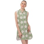 Polk Dots Seamless Pattern Sleeveless Shirt Dress