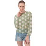 Polk Dots Seamless Pattern Banded Bottom Chiffon Top