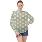 Polk Dots Seamless Pattern High Neck Long Sleeve Chiffon Top