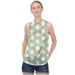 Polk Dots Seamless Pattern High Neck Satin Top