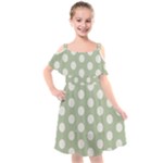 Polk Dots Seamless Pattern Kids  Cut Out Shoulders Chiffon Dress