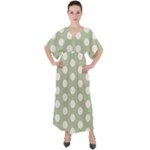 Polk Dots Seamless Pattern V-Neck Boho Style Maxi Dress