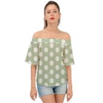 Polk Dots Seamless Pattern Off Shoulder Short Sleeve Top