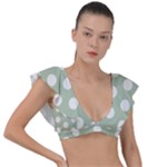 Polk Dots Seamless Pattern Plunge Frill Sleeve Bikini Top