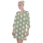 Polk Dots Seamless Pattern Open Neck Shift Dress