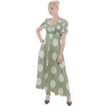 Polk Dots Seamless Pattern Button Up Short Sleeve Maxi Dress