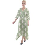 Polk Dots Seamless Pattern Quarter Sleeve Wrap Front Maxi Dress