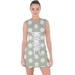 Polk Dots Seamless Pattern Lace Up Front Bodycon Dress