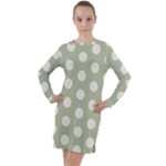 Polk Dots Seamless Pattern Long Sleeve Hoodie Dress