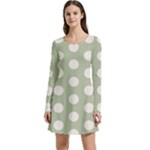 Polk Dots Seamless Pattern Long Sleeve Velour Skater Dress