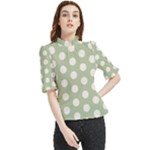 Polk Dots Seamless Pattern Frill Neck Blouse