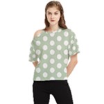 Polk Dots Seamless Pattern One Shoulder Cut Out T-Shirt