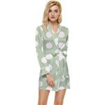 Polk Dots Seamless Pattern Long Sleeve Satin Robe