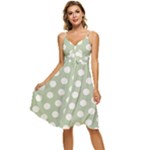 Polk Dots Seamless Pattern Sleeveless Tie Front Chiffon Dress