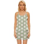 Polk Dots Seamless Pattern Satin Pajama Short Set