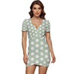 Polk Dots Seamless Pattern Low Cut Cap Sleeve Mini Dress