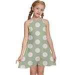 Polk Dots Seamless Pattern Kids  Halter Collar Waist Tie Chiffon Dress