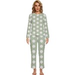 Polk Dots Seamless Pattern Womens  Long Sleeve Lightweight Pajamas Set