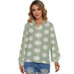 Polk Dots Seamless Pattern Women s Long Sleeve Button Up Shirt