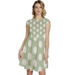 Polk Dots Seamless Pattern Cap Sleeve High Waist Dress