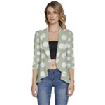 Polk Dots Seamless Pattern Women s 3/4 Sleeve Ruffle Edge Open Front Jacket