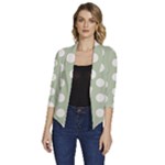 Polk Dots Seamless Pattern Women s Draped Front 3/4 Sleeve Shawl Collar Jacket