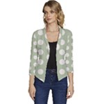 Polk Dots Seamless Pattern Women s Casual 3/4 Sleeve Spring Jacket