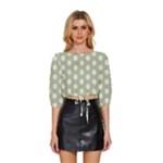 Polk Dots Seamless Pattern Mid Sleeve Drawstring Hem Top