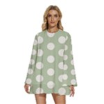 Polk Dots Seamless Pattern Round Neck Long Sleeve Bohemian Style Chiffon Mini Dress