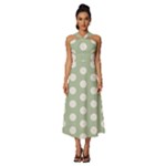 Polk Dots Seamless Pattern Sleeveless Cross Front Cocktail Midi Chiffon Dress