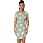 Polk Dots Seamless Pattern Fitted Knot Split End Bodycon Dress