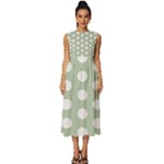 Polk Dots Seamless Pattern Sleeveless Round Neck Midi Dress