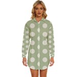 Polk Dots Seamless Pattern Womens Long Sleeve Shirt Dress