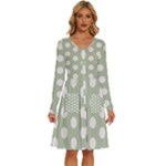 Polk Dots Seamless Pattern Long Sleeve Dress With Pocket