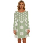 Polk Dots Seamless Pattern Long Sleeve Wide Neck Velvet Dress