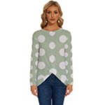 Polk Dots Seamless Pattern Long Sleeve Crew Neck Pullover Top