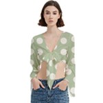 Polk Dots Seamless Pattern Trumpet Sleeve Cropped Top