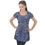 Nature Charm Drawing  Puff Sleeve Tunic Top