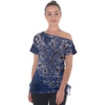 Nature Charm Drawing  Off Shoulder Tie-Up T-Shirt