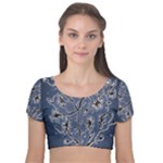 Nature Charm Drawing  Velvet Short Sleeve Crop Top 