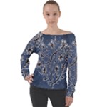 Nature Charm Drawing  Off Shoulder Long Sleeve Velour Top