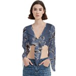 Nature Charm Drawing  Trumpet Sleeve Cropped Top