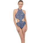 Nature Charm Drawing  Halter Side Cut Swimsuit